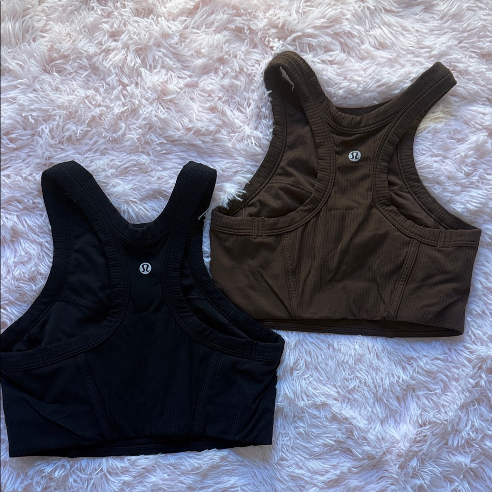 lululemon athletica Ribbed Racerback Crop Tops - Black & Brown Bundle of 2
